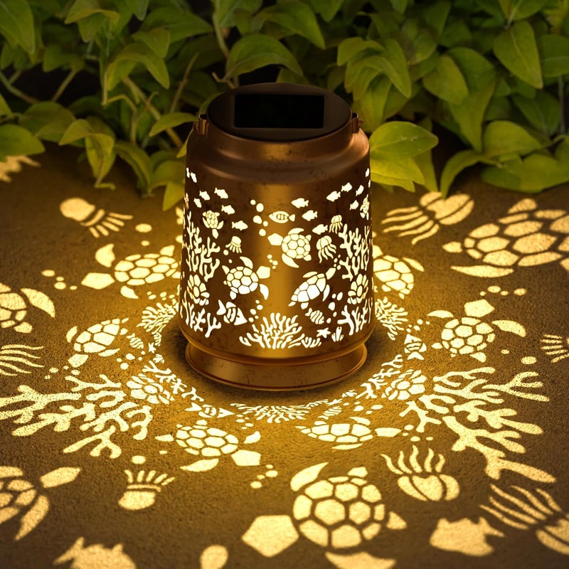 Miggley Sea Turtle Solar Lantern for Garden Outdoor Decor – Hanging Metal Light Decoration for Patio, Yard, Lawn, Pathway, Backyard – Birthday Gift for Mom, Women, Grandma - Image 1